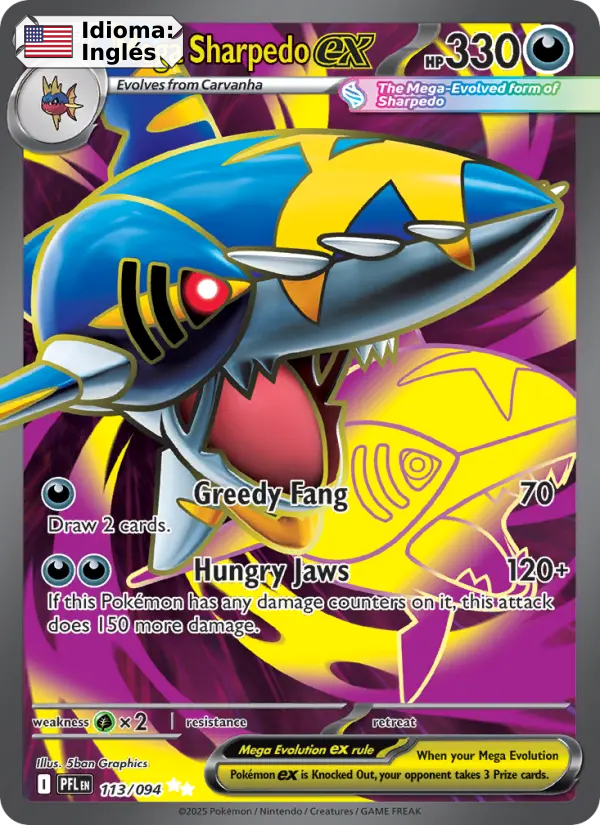 Mega Sharpedo ex — Inglés