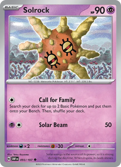 Solrock (093) — Obsidian Flames