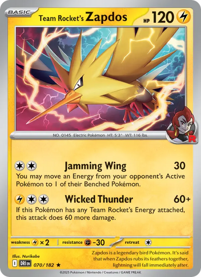 Team Rocket's Zapdos (070) — Destined Rivals