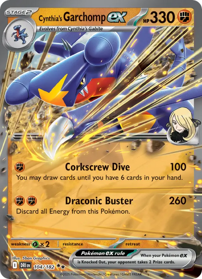 Cynthia's Garchomp ex (104) — Destined Rivals