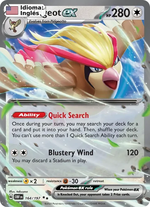 Pidgeot ex (164) — Obsidian Flames