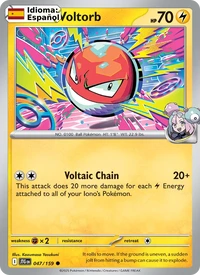Iono's Voltorb (047) — Journey Together — Español · League Stamp Holo · NM