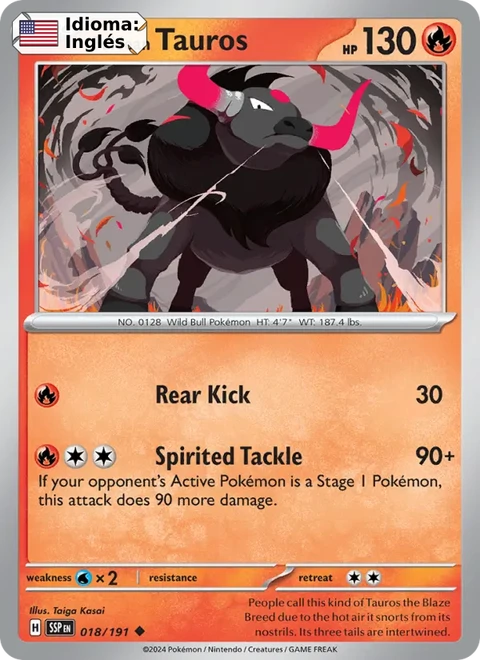 Paldean Tauros (018) — Surging Sparks