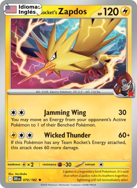 Team Rocket's Zapdos (070) — Destined Rivals