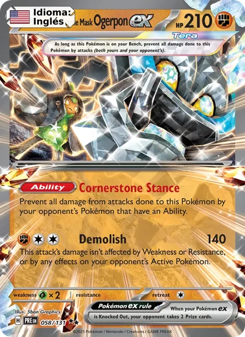 Cornerstone Mask Ogerpon ex (058) — Prismatic Evolutions