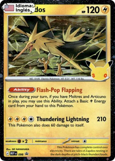 Zapdos (30th Celebration) (098) — MEP Black Star Promos